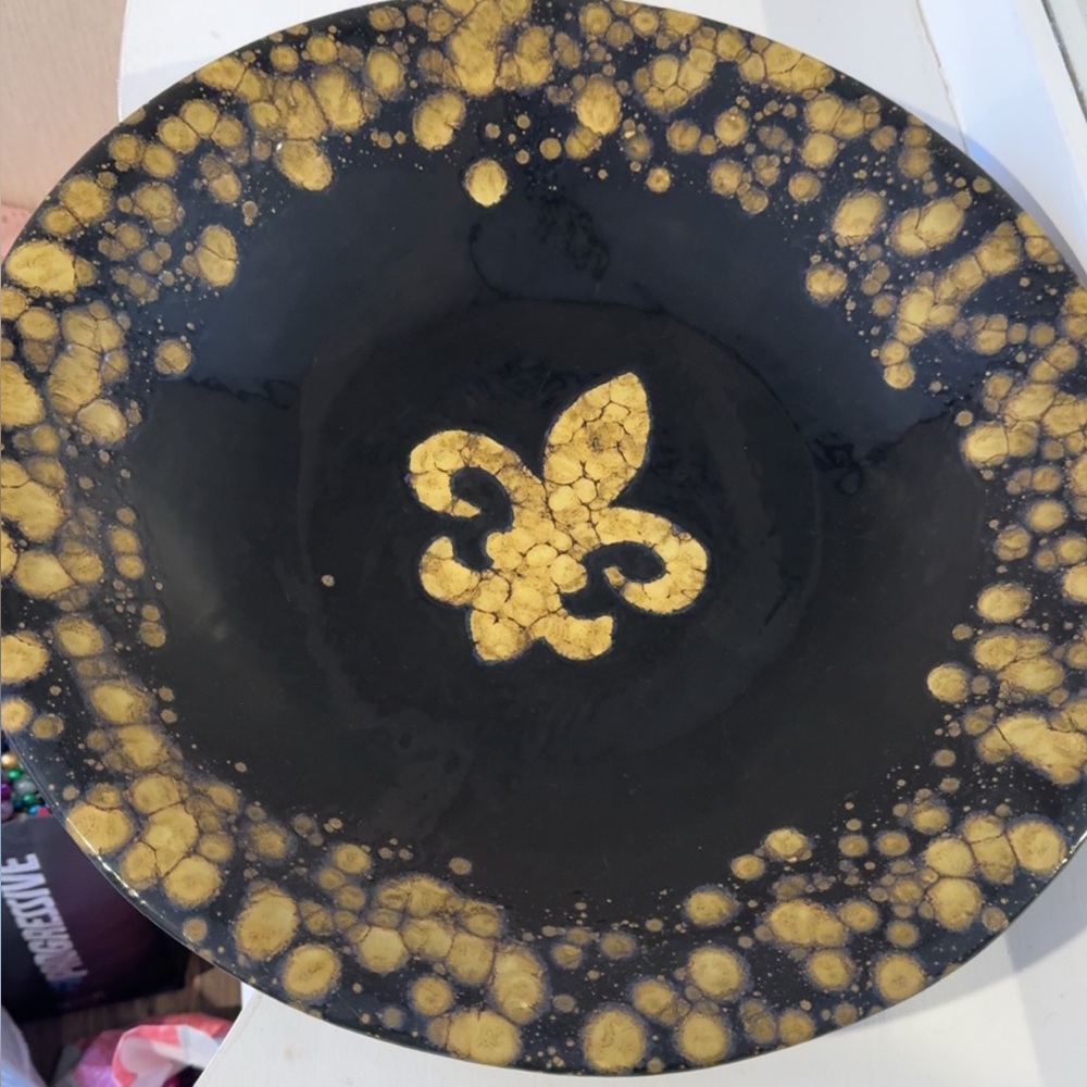 Black and Gold Decorative Plate